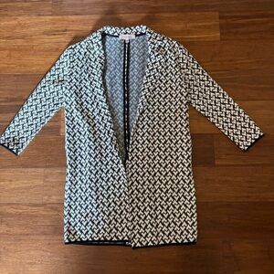 Philosophy Republic Clothing Black White Geometric Long Knit Cardigan Blazer PS